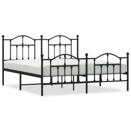 Cadru pat metalic cu tăblie de cap/picioare, negru, 160x200 cm, 2 image
