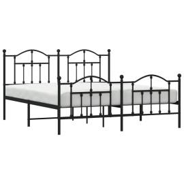 Cadru pat metalic cu tăblie de cap/picioare, negru, 160x200 cm, 3 image