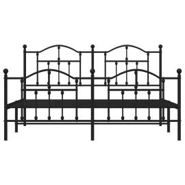 Cadru pat metalic cu tăblie de cap/picioare, negru, 160x200 cm, 5 image