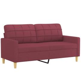 Canapea cu 2 locuri, roșu vin, 140 cm, material textil, 2 image