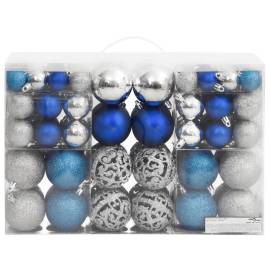 Globuri de crăciun 100 buc., albastru și argintiu, 3 / 4 / 6 cm, 3 image