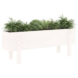 Strat înălțat de grădină, alb, 101x30x38 cm, lemn masiv de pin, 3 image