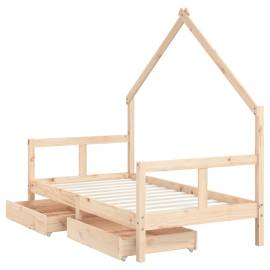 Cadru de pat copii cu sertare, 80x160 cm, lemn masiv pin, 4 image