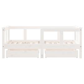 Cadru de pat copii cu sertare, alb, 70x140 cm, lemn masiv pin, 6 image