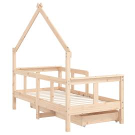 Cadru de pat cu sertare de copii, 70x140 cm, lemn masiv de pin, 7 image