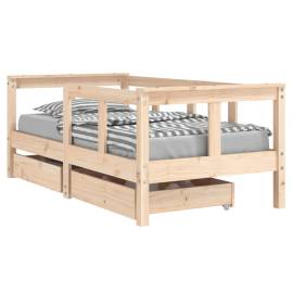 Cadru de pat cu sertare de copii, 70x140 cm, lemn masiv de pin, 2 image