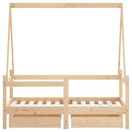 Cadru de pat cu sertare de copii, 70x140 cm, lemn masiv de pin, 6 image