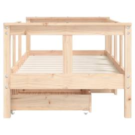 Cadru de pat cu sertare de copii, 70x140 cm, lemn masiv de pin, 5 image