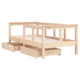 Cadru de pat cu sertare de copii, 70x140 cm, lemn masiv de pin, 4 image