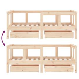 Cadru de pat cu sertare de copii, 70x140 cm, lemn masiv de pin, 8 image