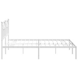 Cadru de pat metalic cu tăblie, alb, 160x200 cm, 6 image