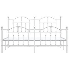 Cadru de pat metalic cu tăblie, alb, 160x200 cm, 5 image