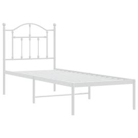 Cadru de pat metalic cu tăblie, alb, 75x190 cm, 4 image