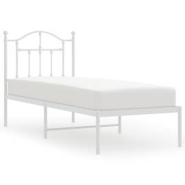 Cadru de pat metalic cu tăblie, alb, 75x190 cm, 2 image
