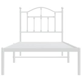 Cadru de pat metalic cu tăblie, alb, 80x200 cm, 5 image