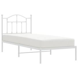 Cadru de pat metalic cu tăblie, alb, 80x200 cm, 3 image