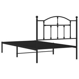 Cadru de pat metalic cu tăblie, negru, 100x190 cm, 7 image