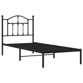 Cadru de pat metalic cu tăblie, negru, 80x200 cm, 4 image