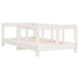 Cadru de pat pentru copii, alb, 70x140 cm, lemn masiv de pin, 3 image