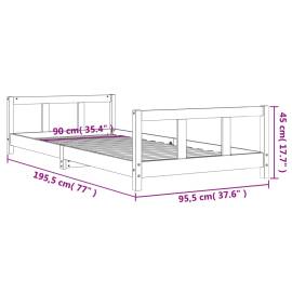 Cadru de pat pentru copii, alb, 90x190 cm, lemn masiv de pin, 9 image