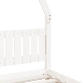 Cadru de pat pentru copii, alb, 90x200 cm, lemn masiv de pin, 7 image