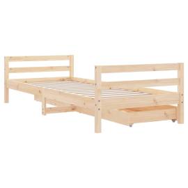 Cadru de pat pentru copii cu sertare, 90x190 cm, lemn masiv pin, 7 image