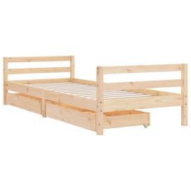 Cadru de pat pentru copii cu sertare, 90x190 cm, lemn masiv pin, 3 image