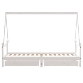 Cadru pat copii cu sertare, alb, 80x200 cm, lemn masiv de pin, 6 image