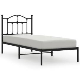 Cadru pat metalic cu tăblie, negru, 90x200 cm, 2 image