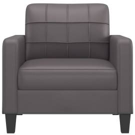 Canapea de o persoană, gri, 60 cm, piele ecologică, 3 image