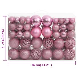 Set globuri de crăciun 111 buc., roz, polistiren, 11 image