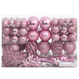 Set globuri de crăciun 111 buc., roz, polistiren, 3 image