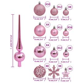 Set globuri de crăciun 111 buc., roz, polistiren, 10 image