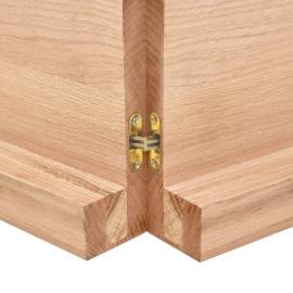 Blat masă, 140x60x6 cm, maro, lemn stejar tratat contur organic, 3 image