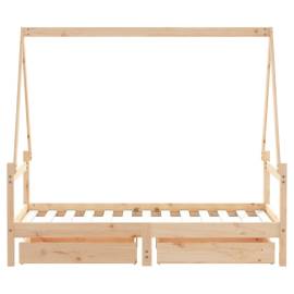 Cadru de pat copii cu sertare, 80x160 cm, lemn masiv pin, 6 image