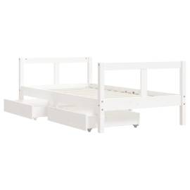 Cadru de pat copii cu sertare, alb, 80x160 cm, lemn masiv pin, 4 image