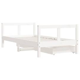 Cadru de pat copii cu sertare, alb, 80x160 cm, lemn masiv pin, 7 image
