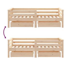 Cadru de pat cu sertare de copii, 70x140 cm, lemn masiv de pin, 9 image