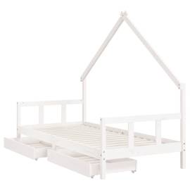 Cadru de pat cu sertare de copii, alb, 90x200 cm lemn masiv pin, 4 image