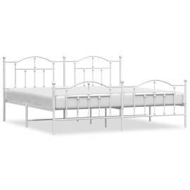 Cadru de pat metalic cu tăblie, alb, 200x200 cm, 2 image