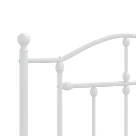 Cadru de pat metalic cu tăblie, alb, 90x190 cm, 8 image