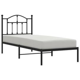 Cadru de pat metalic cu tăblie, negru, 90x190 cm, 3 image