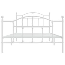 Cadru de pat metalic cu tăblie de cap/picioare, alb, 100x200 cm, 5 image