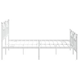 Cadru de pat metalic cu tăblie de cap/picioare, alb, 183x213 cm, 6 image