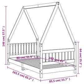 Cadru de pat pentru copii, 80x160 cm, lemn masiv de pin, 9 image