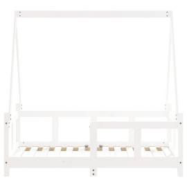 Cadru de pat pentru copii, alb, 70x140 cm, lemn masiv de pin, 5 image