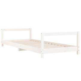 Cadru de pat pentru copii, alb, 80x200 cm, lemn masiv de pin, 3 image