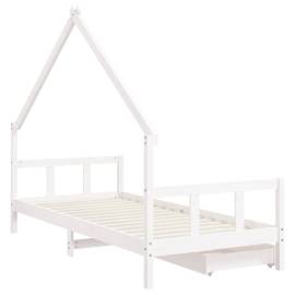 Cadru de pat pentru copii, alb, 90x190 cm, lemn masiv de pin, 7 image