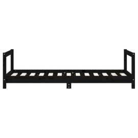 Cadru de pat pentru copii, negru, 80x160 cm, lemn masiv de pin, 5 image