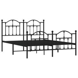 Cadru pat metalic cu tăblie de cap/picioare, negru, 150x200 cm, 4 image